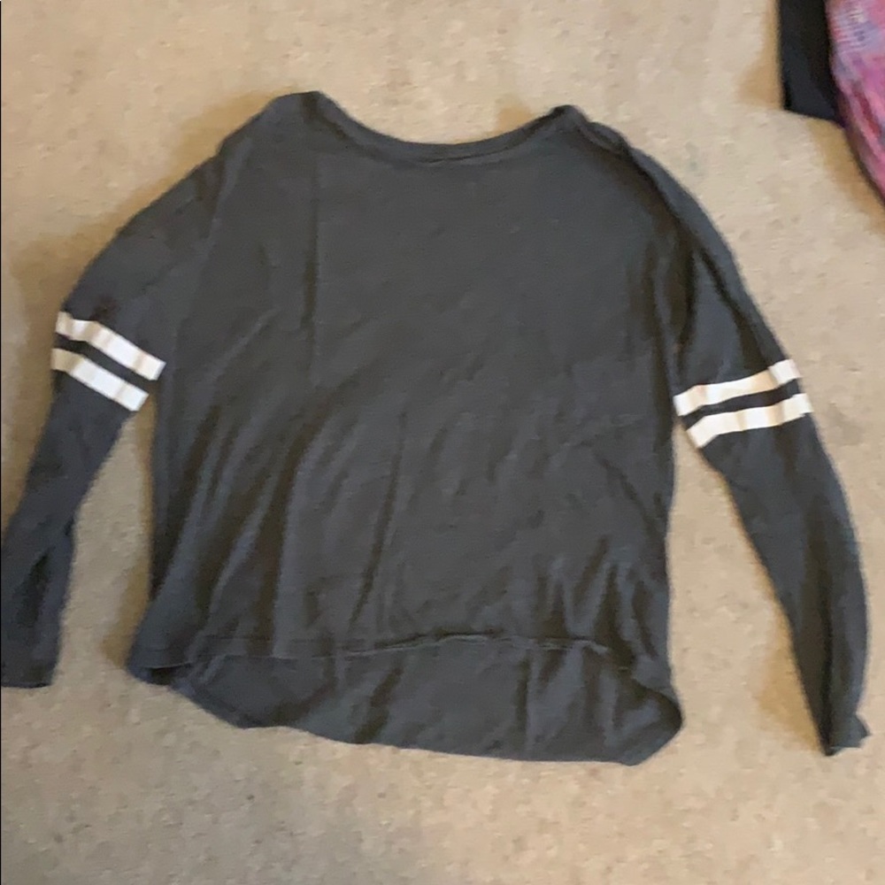 Girls loose grey striped T- shirt
